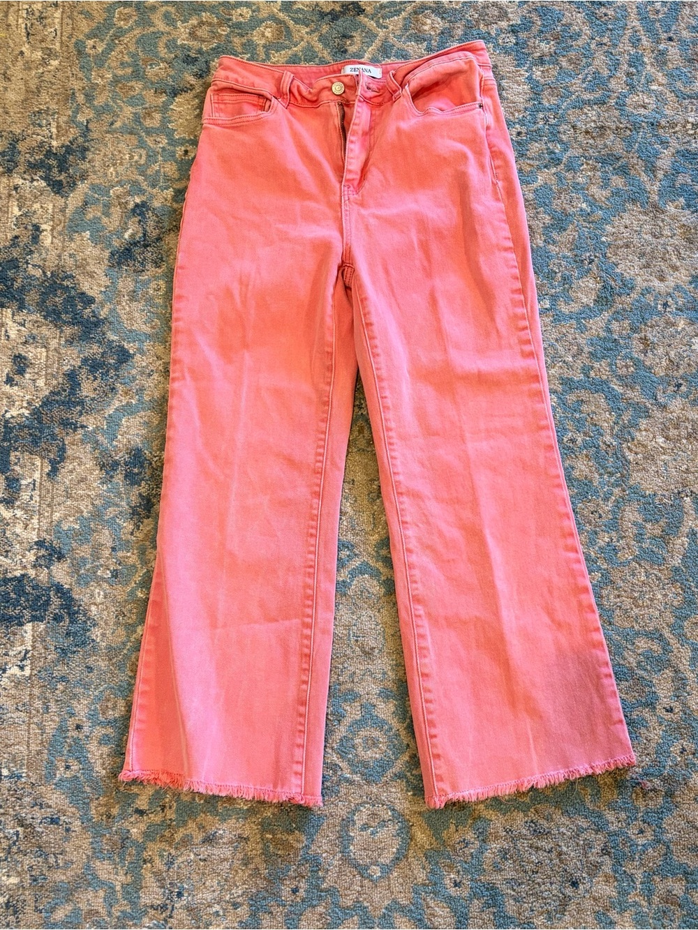 Zenana Outfitters Coral Pink Wide-Leg Jeans Size Medium